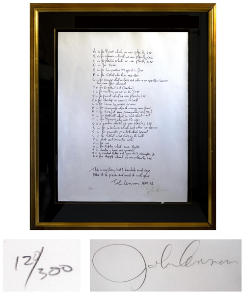 Two John Lennon Signed Lithographs From ''Bag One'' Released in 1970 -- Includes ''Alphabet'' Limited Edition #12 of 300, and ''Erotic #7'' Limited Edition #117 of 300